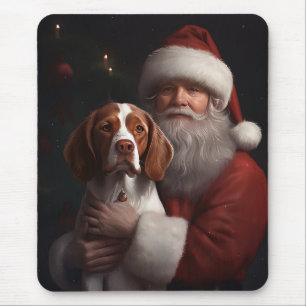 Alfombrilla De Ratón Brittany Spaniel con Navidades de Santa Claus