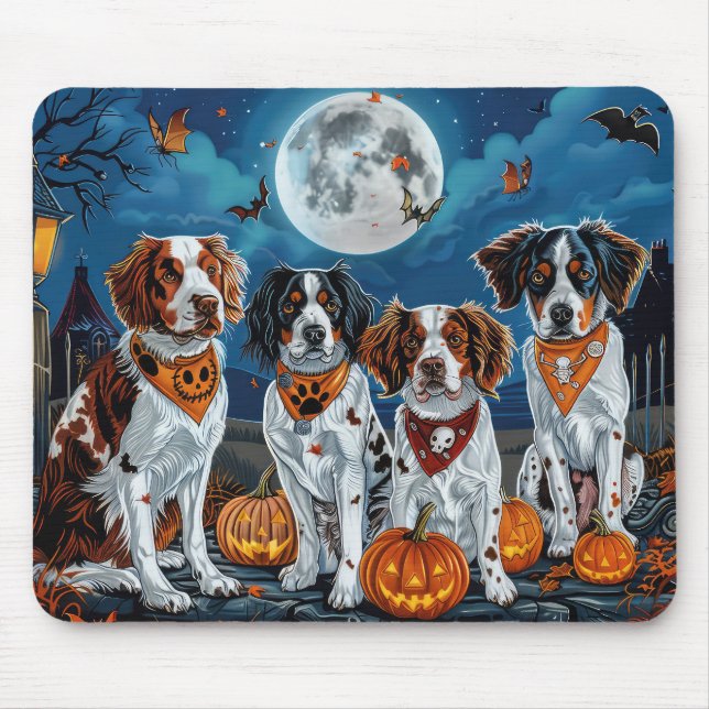 Alfombrilla De Ratón Brittany Spaniel Halloween Spooky (Frente)