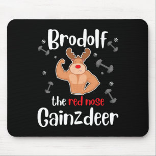 Alfombrilla De Ratón Brodolf La Nariz Roja Gainzdeer Hombre Gym Navidad
