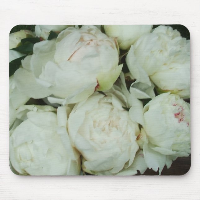 Alfombrilla De Ratón Brotes de flor blancos del Peony (Frente)