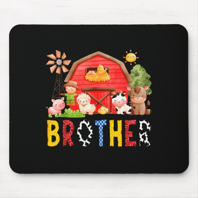 Alfombrilla De Ratón Brother Farm Cow Birthday Boy Matching Family Matc (Frente)