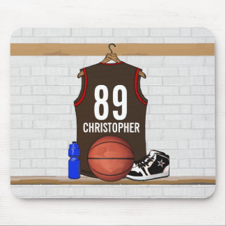 Alfombrilla De Ratón Brown personalizado y jersey rojo del baloncesto