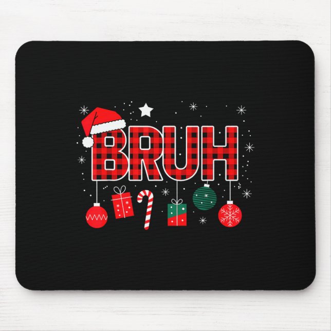 Alfombrilla De Ratón Bruh Christmas Pajama Christmas Family Retro Santa (Frente)