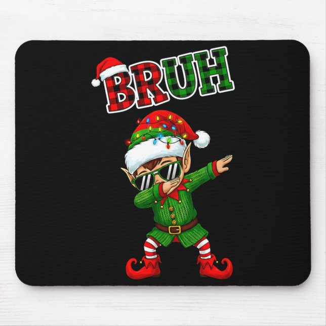 Alfombrilla De Ratón Bruh Dabbing Elf Funny Kids Years Pajamas Christma (Frente)