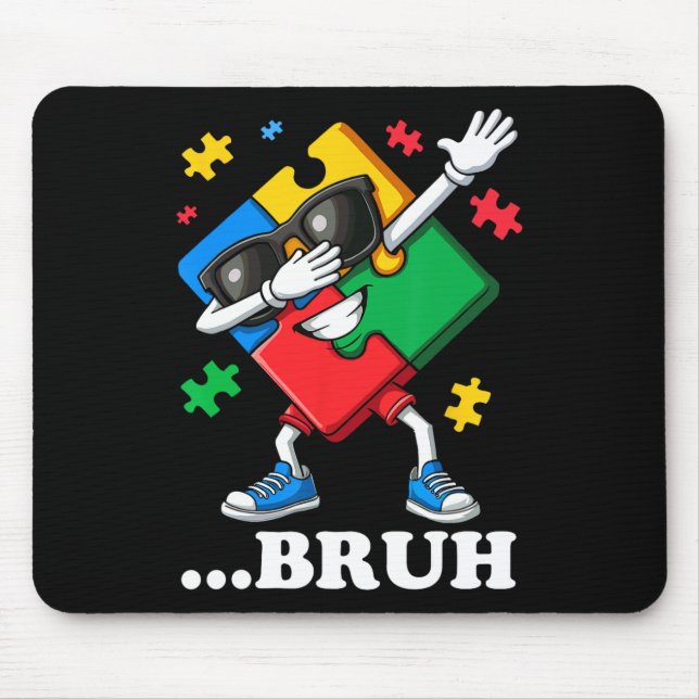 Alfombrilla De Ratón Bruh Dabbing Puzzle Funny Niños Autismo masculino (Frente)