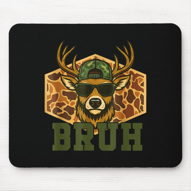 Alfombrilla De Ratón Bruh Deer Funny Deer Hunting Camo Hat Youth Teens  (Frente)