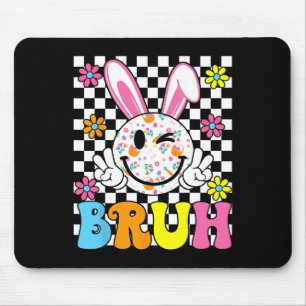 Alfombrilla De Ratón Bruh Easter Day Funny Bunny Eggs Groovy Smile Face