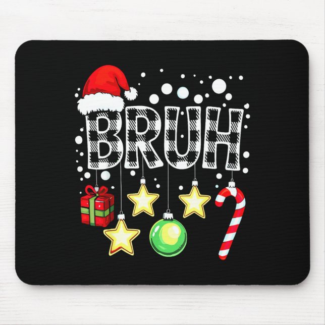Alfombrilla De Ratón Bruh Funny Christmas Kids Buffalo Plaid Xmas  (Frente)