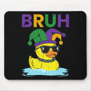 Alfombrilla De Ratón Bruh Funny Duck Mardi Gras Rubber Duck Con Jester
