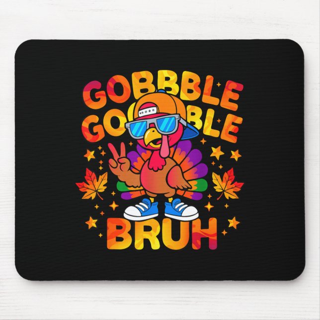 Alfombrilla De Ratón Bruh Funny Thanksgiving Turkey Gobble Outfit Boys  (Frente)