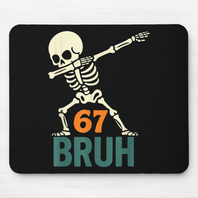 Alfombrilla De Ratón Bruh Halloween Meme Numbers Six Seven Skeleton Fun (Frente)