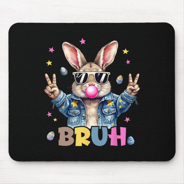 Alfombrilla De Ratón Bruh Meme Easter Day Gracioso Bunny Eggys Adolesce (Frente)