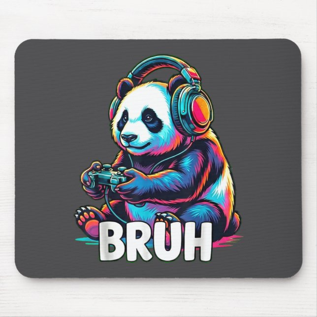 Alfombrilla De Ratón Bruh Panda Gamer With Headphones Controller  (Frente)