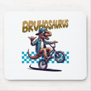 Alfombrilla De Ratón Bruhosaurus T-rex Dinosaur Montando Bicicleta Bmx