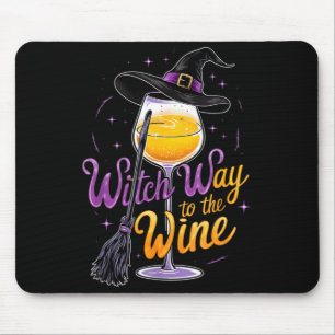 Alfombrilla De Ratón Bruja camino al vino divertido disfraz de Hallowee