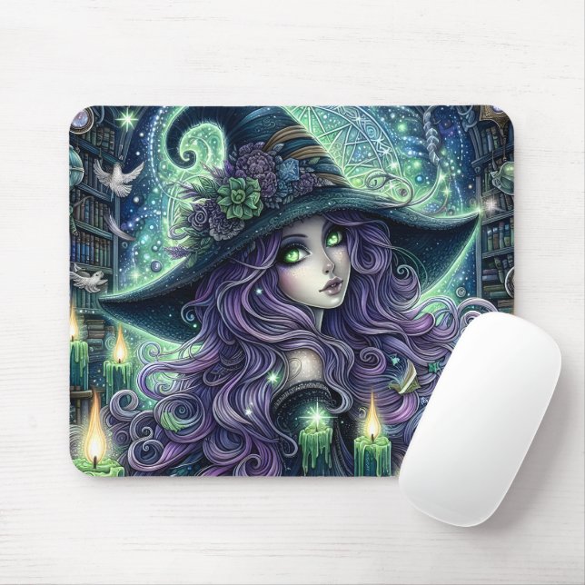 Alfombrilla De Ratón Bruja Celestial Mística (Con ratón)