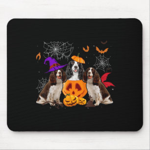 Alfombrilla De Ratón Bruja de calabaza divertida perro Springer Spaniel