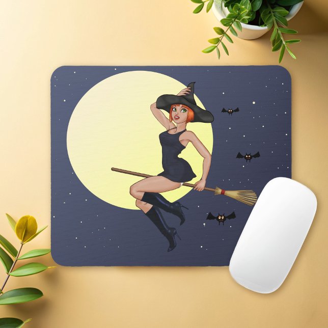 Alfombrilla De Ratón Bruja de Halloween en una almohadilla de ratón de  (Cute Halloween witch mouse pad just for you)