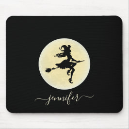 Alfombrilla De Ratón Bruja en una escoba personalizada