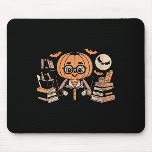 Alfombrilla De Ratón Bruja Leyendo Magia De Calabaza De Luna Espeluznan