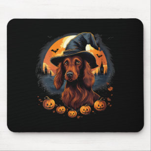 Alfombrilla De Ratón Bruja Perro Setter Irlandés Espeluznante Halloween
