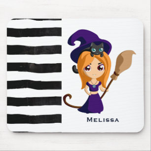 Alfombrilla De Ratón Bruja suave en Halloween Gorra morado