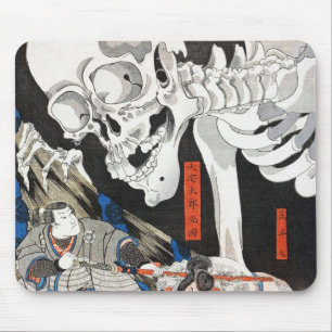 Alfombrilla De Ratón Bruja y espectro de esqueleto, Utagawa Kuniyoshi