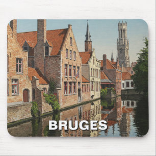 Alfombrilla De Ratón Brujas Bélgica Viaje de recuerdo Vintage