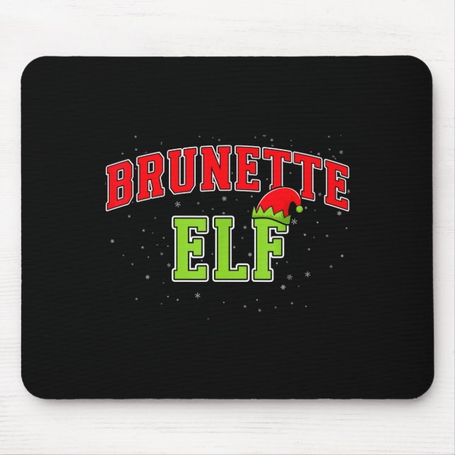 Alfombrilla De Ratón Brunette Elf Christmas Family Matching Group Xmas  (Frente)