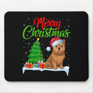 Alfombrilla De Ratón Bruselas Griffon Dog Árbol de Navidad Luces Navida