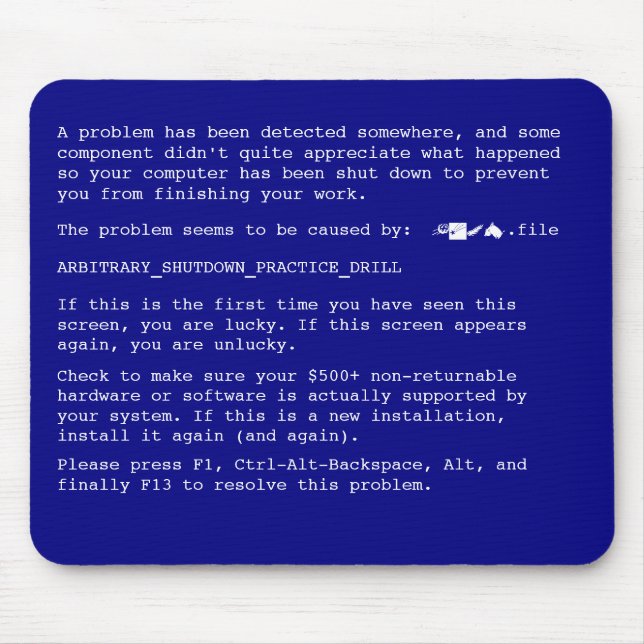 Alfombrilla De Ratón BSOD Mousepad (Frente)