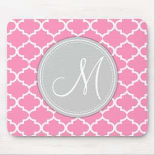 Alfombrilla De Ratón Bubblegum elegante Quatrefoil rosado con el