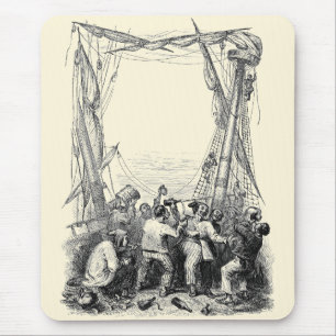 Alfombrilla De Ratón Bucaneros antiguos y un barco pirata naufragado