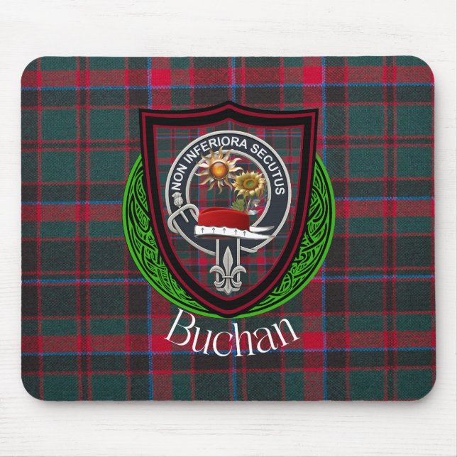 Alfombrilla De Ratón Buchan Scottish Clan Tartan and Crest  (Frente)