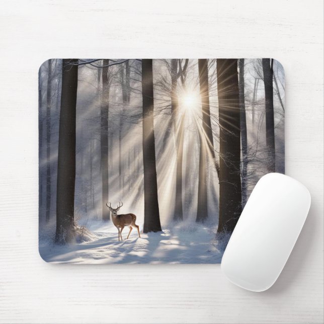 Alfombrilla De Ratón Buck In Winter Forest (Con ratón)