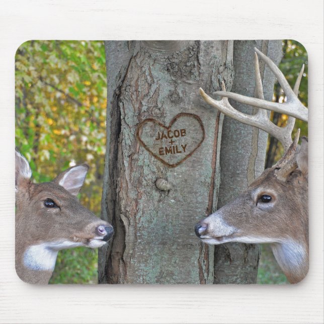 Alfombrilla De Ratón buck y doe con corazón de árbol (Frente)