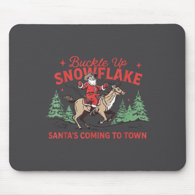 Alfombrilla De Ratón Buckle-up Snowflake Santa's Coming Soon Western Ch (Frente)