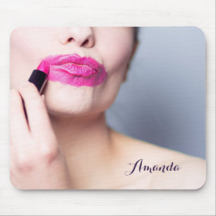 Alfombrilla De Ratón Bucle de nombre personalizado de lápiz labial no a