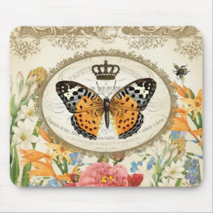 Alfombrilla De Ratón Buda de mariposa chic vintage