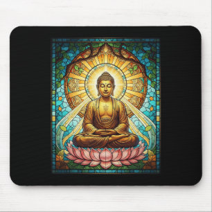 Alfombrilla De Ratón Buda de vidrio emplomado budismo zen meditación es