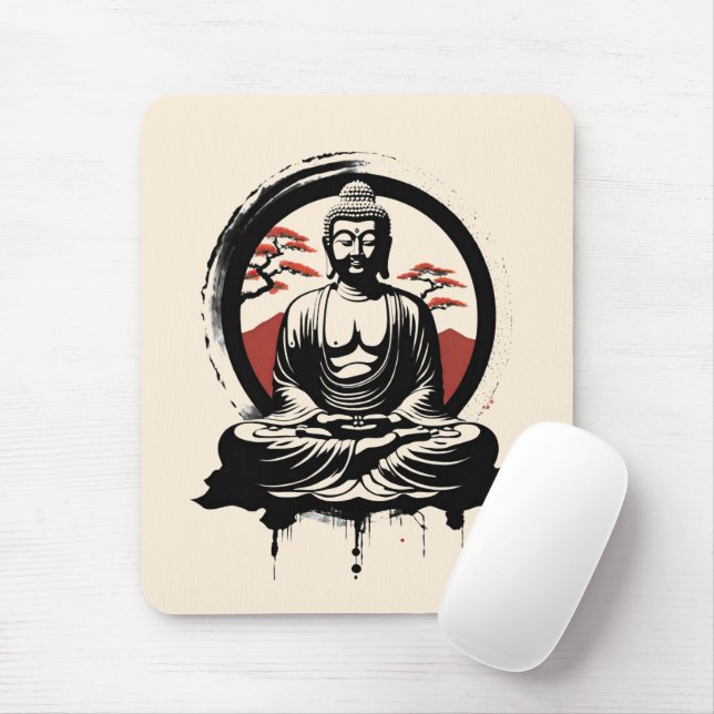 Alfombrilla De Ratón Buda japonés Zen (Con ratón)
