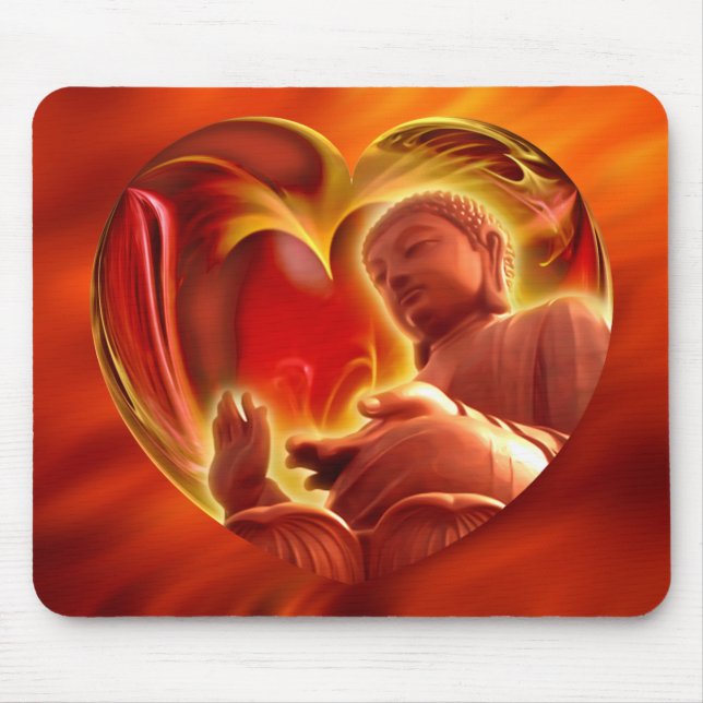 Alfombrilla De Ratón BUDDHA Heart | rojo fuego (Frente)