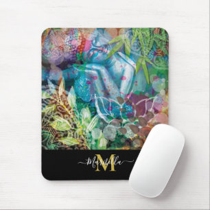Alfombrilla De Ratón Buddha Lotus Mandala Personalize Monogram Boho