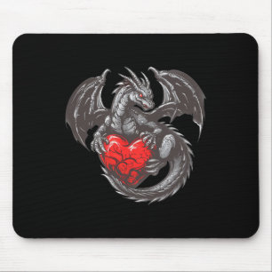 Alfombrilla De Ratón Buen Dragón Con Gran Rojo De Corazón