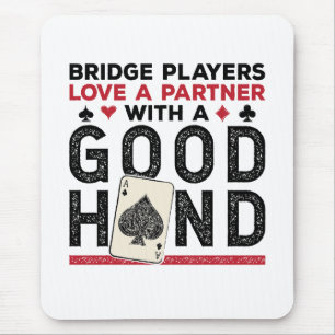 Alfombrilla De Ratón Buena mano de Funny Bridge Player Partner