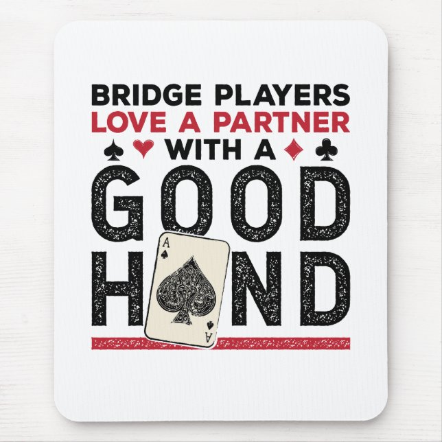 Alfombrilla De Ratón Buena mano de Funny Bridge Player Partner (Frente)