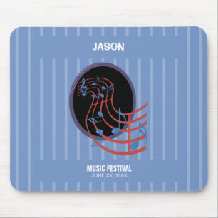 Alfombrilla De Ratón Buena suerte, círculo de música negra