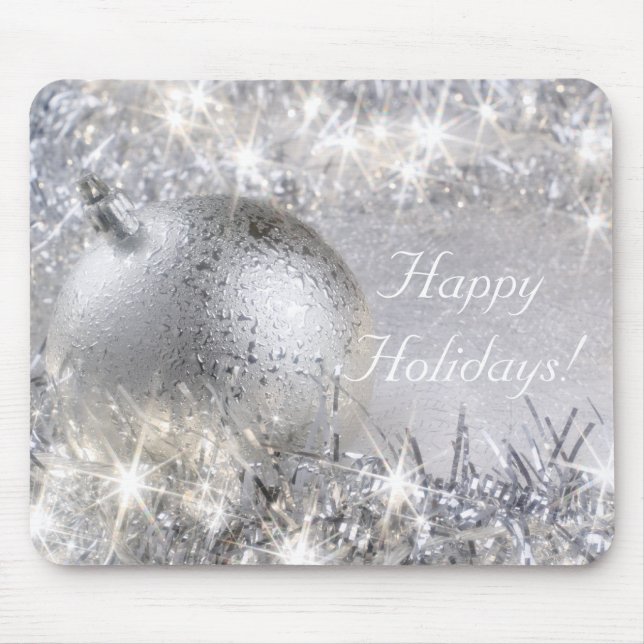 Alfombrilla De Ratón "Buenas fiestas" Mousepad de plata (Frente)