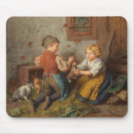 Alfombrilla De Ratón Buenos Amigos (Jóvenes Jugando Con Conejo Mascota)