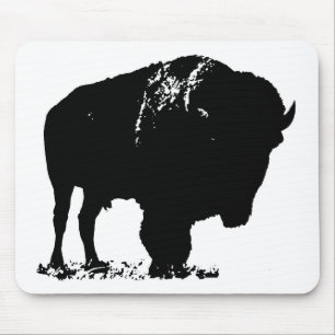 Alfombrilla De Ratón Búfalo de Bison Black & White Pop Art